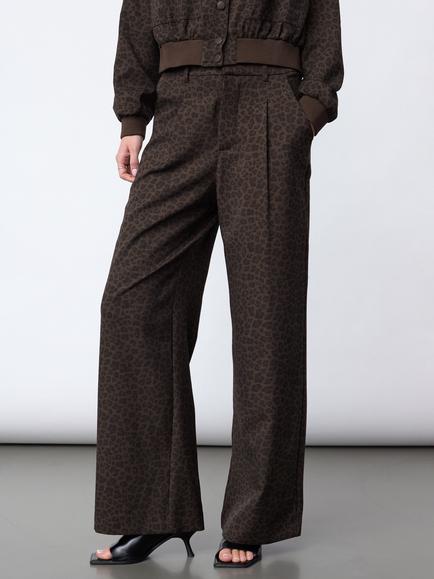 Sisters Point Great Leopard Print Wide Leg Trousers, Brown, Brown