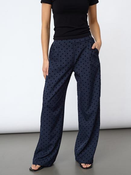 Sisters Point Viksa Polka Dot Wide Leg Trousers, Navy, Navy