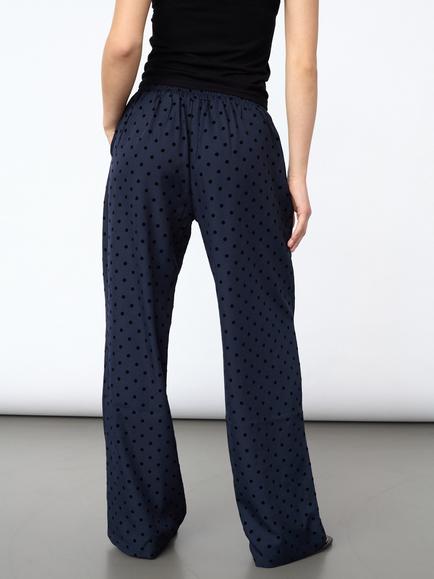 Sisters Point Viksa Polka Dot Wide Leg Trousers, Navy - view 2, Navy