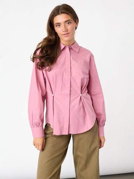 Sisters Point Ember Side Pleat Long Sleeve Shirt, Rose, Rose