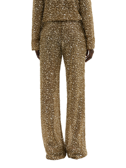 Malina Pamela Embellished Sequin Wide-Leg Trousers, Camel - view 2, Camel