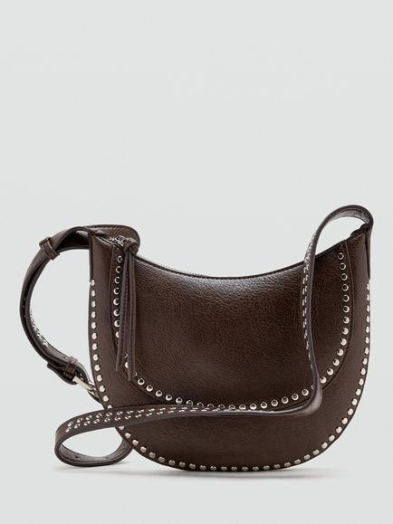 Mango Pebbled Grain Leather Crossbody Bag, Chocolate, Chocolate