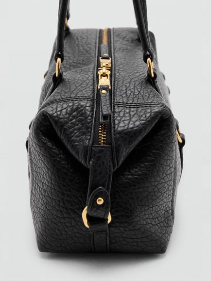 Mango Pebble-Grain Faux Leather Shoulder Bag - view 2, Black
