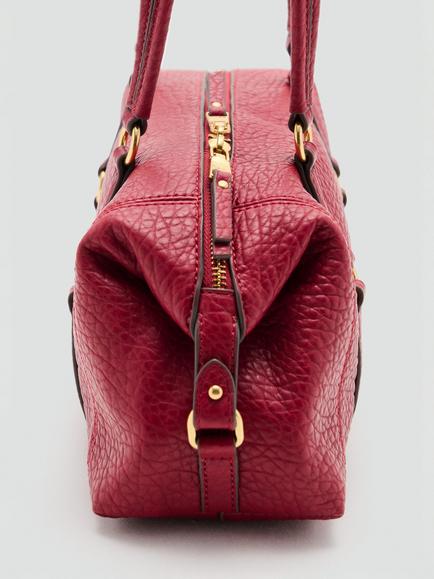 Mango Pebble-Grain Faux Leather Shoulder Bag - view 2, Red