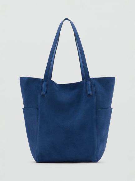 Mango Suede Tote Bag, Electric Blue