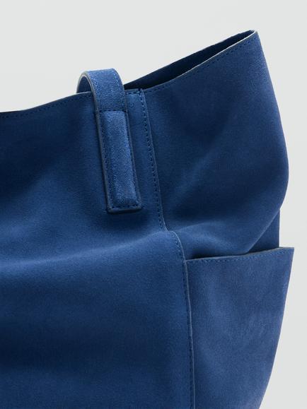 Mango Suede Tote Bag - view 2, Electric Blue