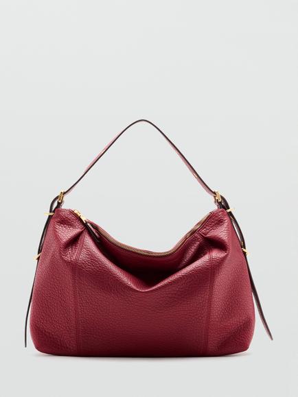 Mango Buckle Faux Leather Shoulder Bag, Red, Red