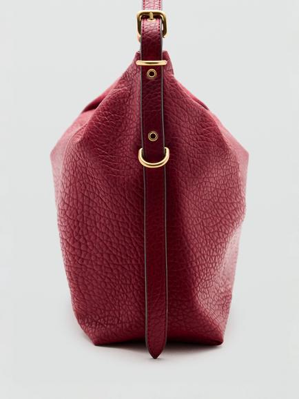 Mango Buckle Faux Leather Shoulder Bag, Red - view 2, Red