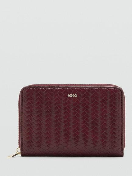 Mango Medium Braided Wallet, Bordeaux, Bordeaux