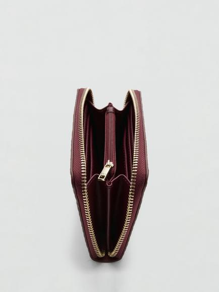 Mango Medium Braided Wallet, Bordeaux - view 2, Bordeaux
