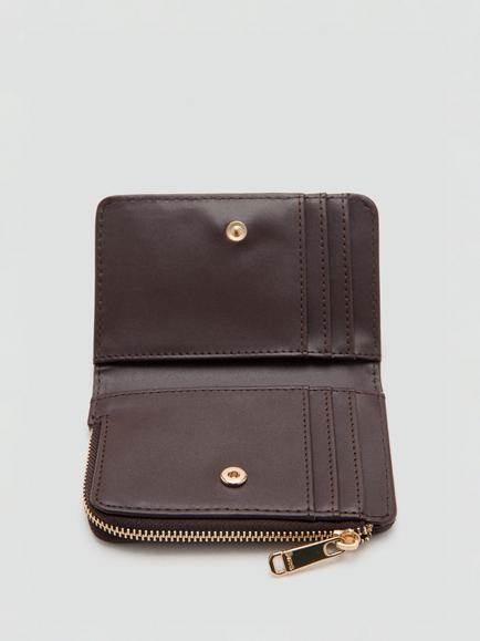 Mango Small Braided Wallet - view 2, Chocolate