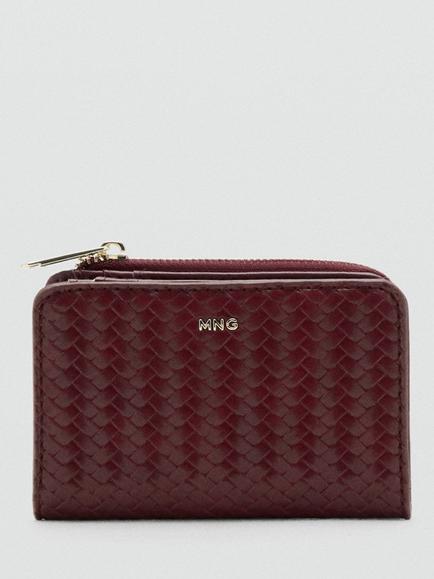 Mango Small Braided Wallet, Bordeaux