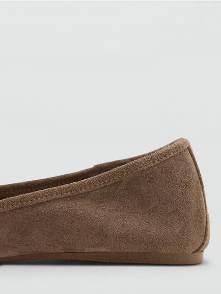 Mango Bow Ballet Flat Shoes, Taupe - view 2, Taupe