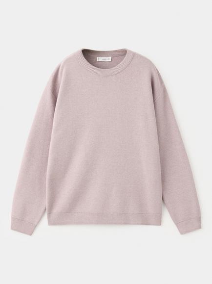 Mango Kids' Cotton Jersey Crew Neck Jumper, Mauve, Mauve