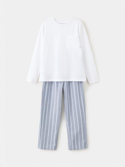 Mango Kids' Crew Neck Long Sleeve Pyjama Set, White, White