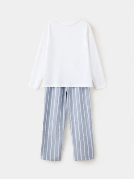 Mango Kids' Crew Neck Long Sleeve Pyjama Set, White - view 2, White