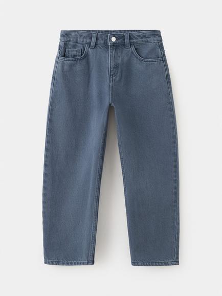 Mango Kids' High-Rise Relaxed Leg Balloon Jeans, Midnight Blue, Midnight Blue