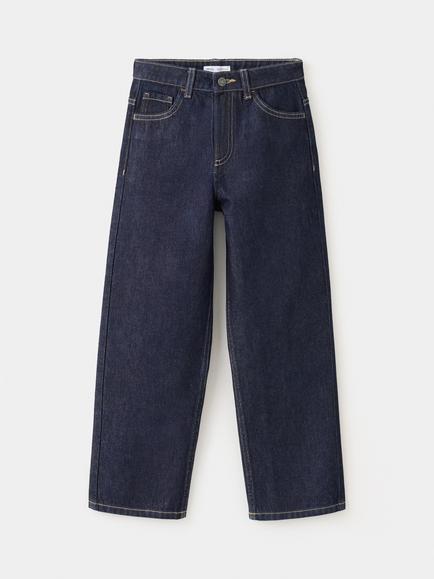 Mango Kids' Tejano Mid Rise Wide Leg Jeans, Blue, Blue