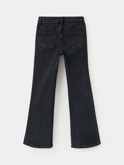 Mango Kids' Embellished Flared Jeans, Black - view 2, Black