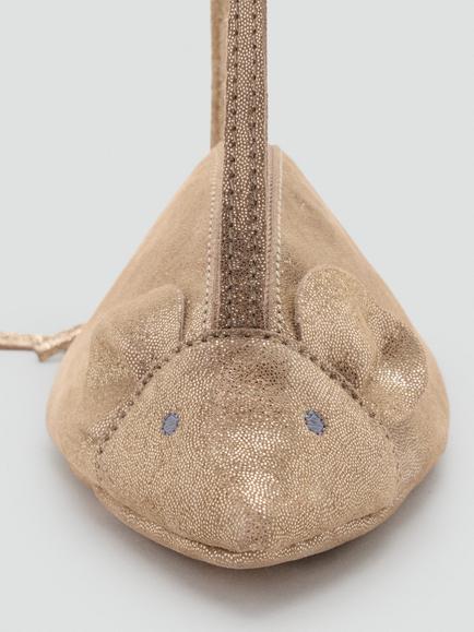 Mango Kids' Leather Mouse Shoulder Bag, Sand - view 2, Sand