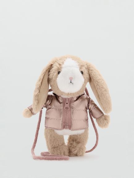 Mango Kids' Rabbit Plush Cross Body Bag, Sand, Sand