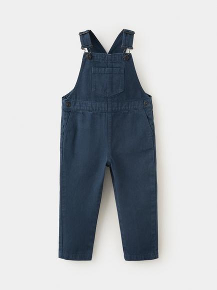 Mango Baby Cotton Dungarees, Navy, Navy