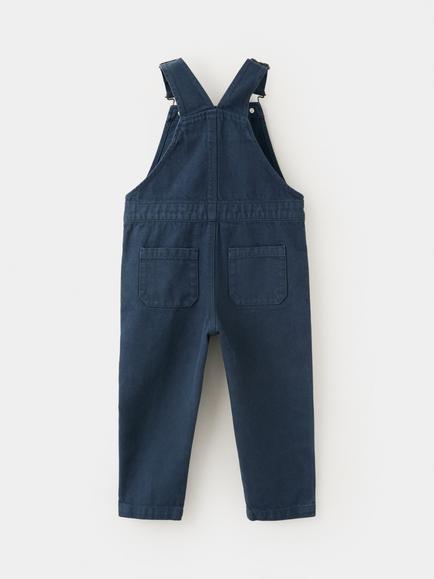 Mango Baby Cotton Dungarees, Navy - view 2, Navy