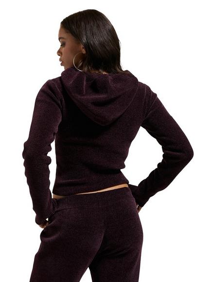 Juicy Couture Maya Knit Hoodie, Wine - view 2, Wine