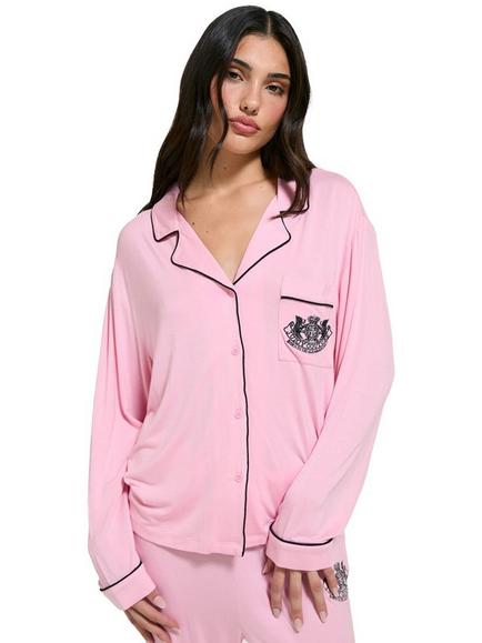 Juicy Couture Jersey Dog Crest Pyjama Set, Black, Juicy Pink