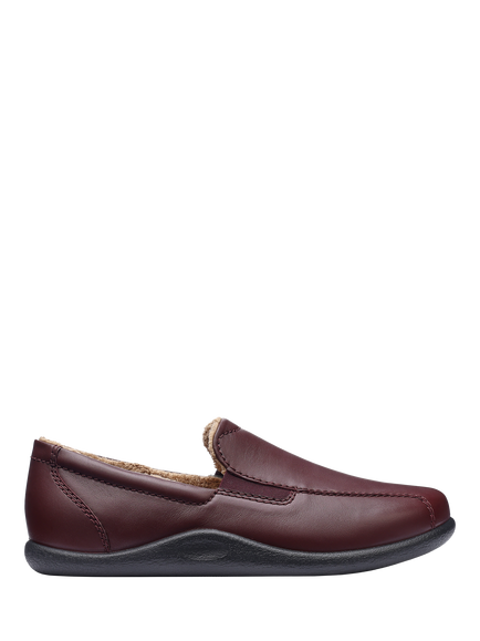 Hotter Relax Leather Slippers, Maroon