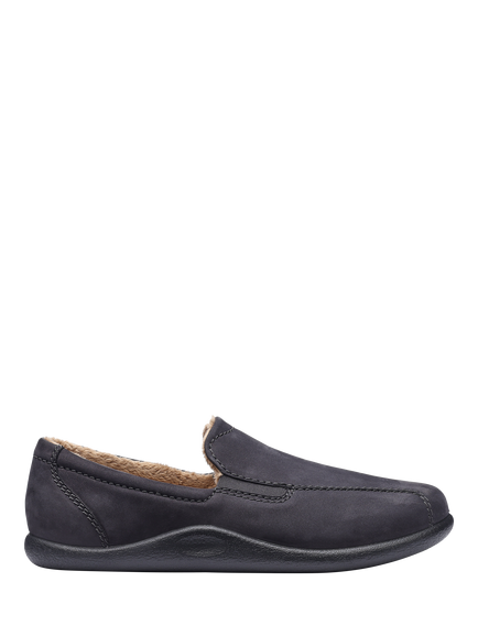 Hotter Relax Waxed Nubuck Slippers, Dark Grey, Dark Grey