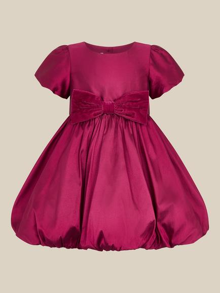 Monsoon Kids' Puff Sleeve Bubble Hem Dress, Red, Red