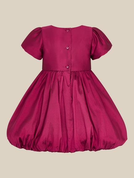 Monsoon Kids' Puff Sleeve Bubble Hem Dress, Red - view 2, Red
