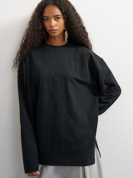 Topshop Slouchy Skater Cotton Jersey Top, Black