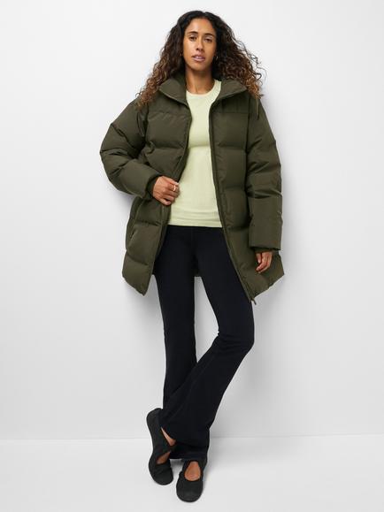 Sweaty Betty Nimbus Mid Waterproof Puffer Coat, Nori Green - view 2, Nori Green