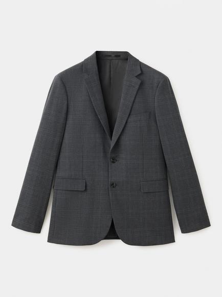 Mango Super Slim Fit Check Suit Jacket, Dark Grey Melange, Dark Grey Melange