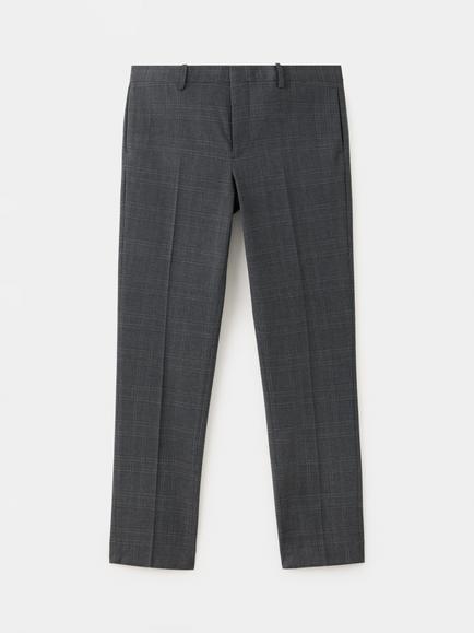 Mango Mid Rise Tailored Check Suit Trousers, Dark Grey Melange, Dark Grey Melange