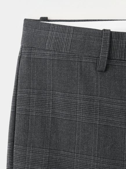 Mango Mid Rise Tailored Check Suit Trousers, Dark Grey Melange - view 2, Dark Grey Melange