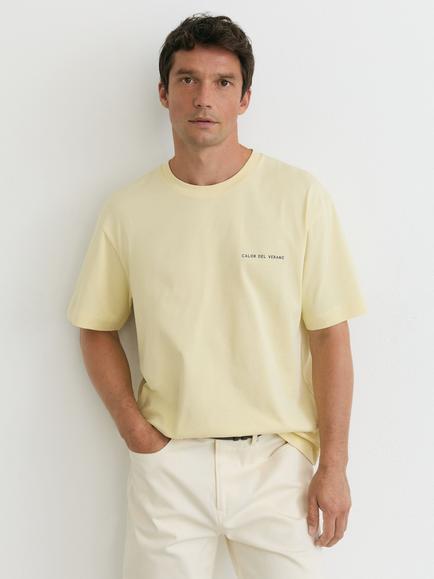 Reiss Casa Cotton Crew Neck T-Shirt, Yellow, Yellow