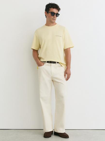 Reiss Casa Cotton Crew Neck T-Shirt, Yellow - view 2, Yellow