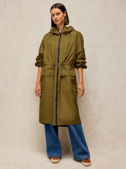 White Stuff Marielle Hooded Showerproof Coat, Khaki Green, Khaki Green