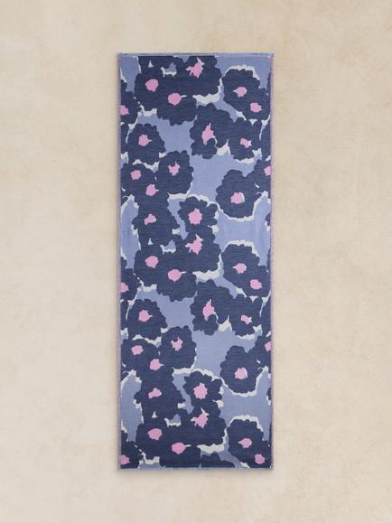 White Stuff Selma Floral Rectangular Scarf, Blue/Multi - view 2, Blue/Multi