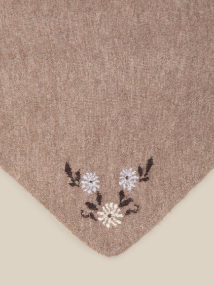 Monsoon Flic Floral Embroidered Triangle Scarf, Mink - view 2, Mink