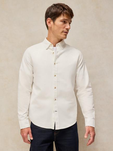 White Stuff Bruton Cotton Shirt, Chambray Blue, White