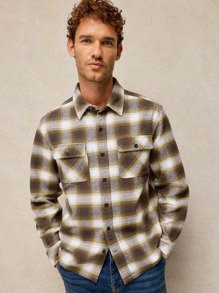 White Stuff Darwen Cotton Regular Fit Check Shirt, Chartreuse, Chartreuse