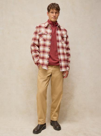 White Stuff Darwen Cotton Regular Fit Check Shirt, Chartreuse, Red