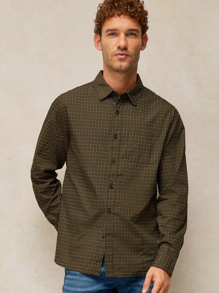 White Stuff Finsbury Cotton Regular Fit Geometric Shirt, Black/Multi, Black/Multi
