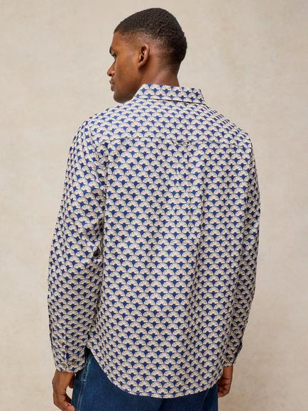 White Stuff Finsbury Cotton Regular Fit Geometric Shirt, Blue - view 2, Blue