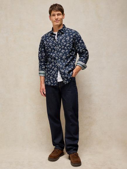 White Stuff Finsbury Cotton Regular Fit Bike Shirt, Navy, Navy