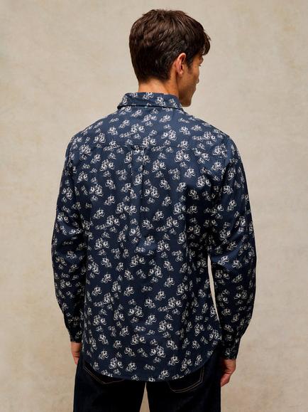 White Stuff Finsbury Cotton Regular Fit Bike Shirt, Navy - view 2, Navy